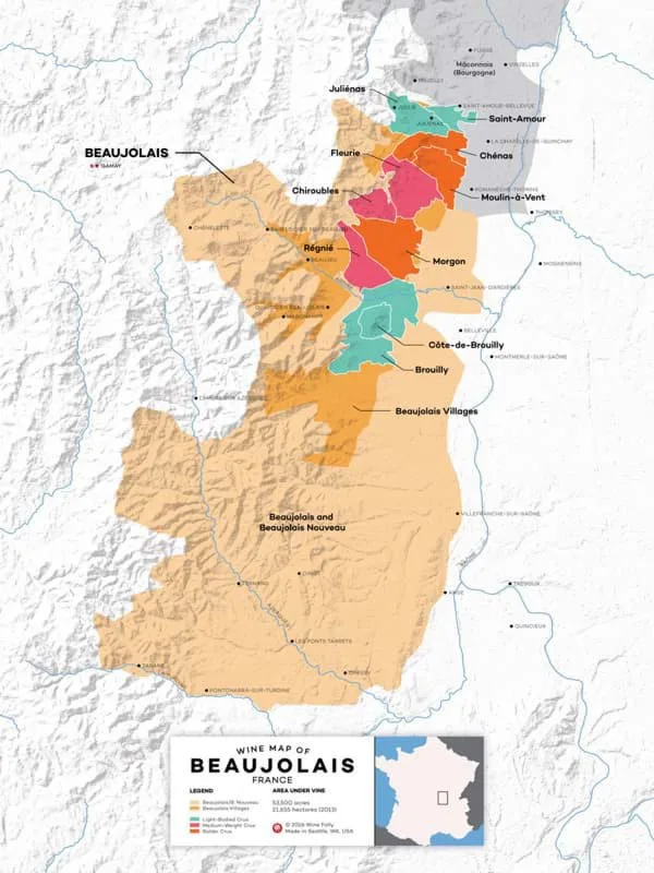 Beaujolais wine map